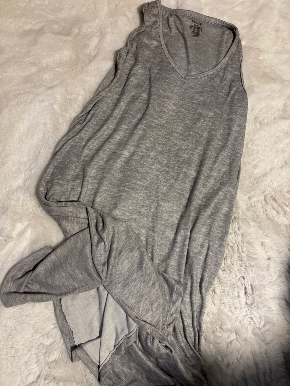 Lightweight Gray V-Neck Sleepwear Pocketed Dress